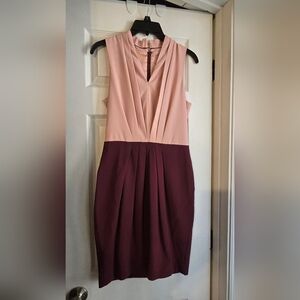 H&M burgundy and pink pleated dress